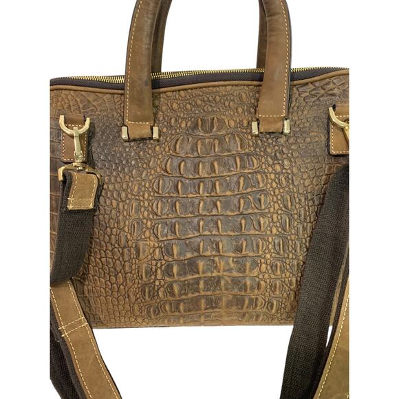 Quintessential Crocodile Style Genuine Leather Bag Briefcase Brown - Picture 7 of 13